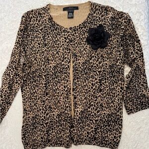 Silx by August Silk Animal Print Cardigan with Black Floral Detail